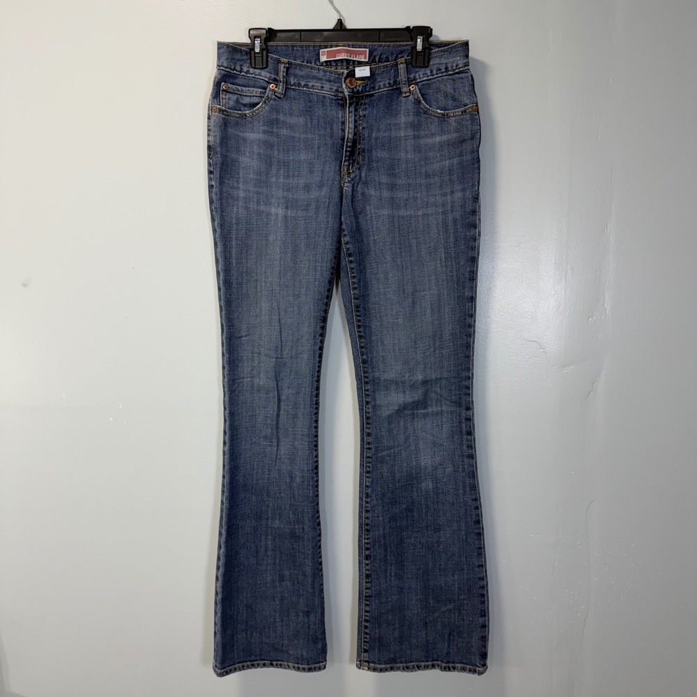 GAP Y2K Curvy‎ Flare Jeans Blue Denim Medium Wash Low Rise Flap Pocket 8L